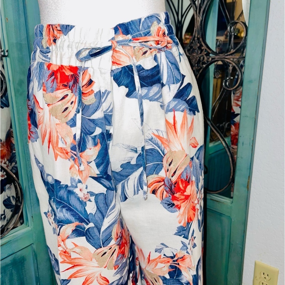 Tommy Bahama Floral Wide Leg Pants - Blue and Orange